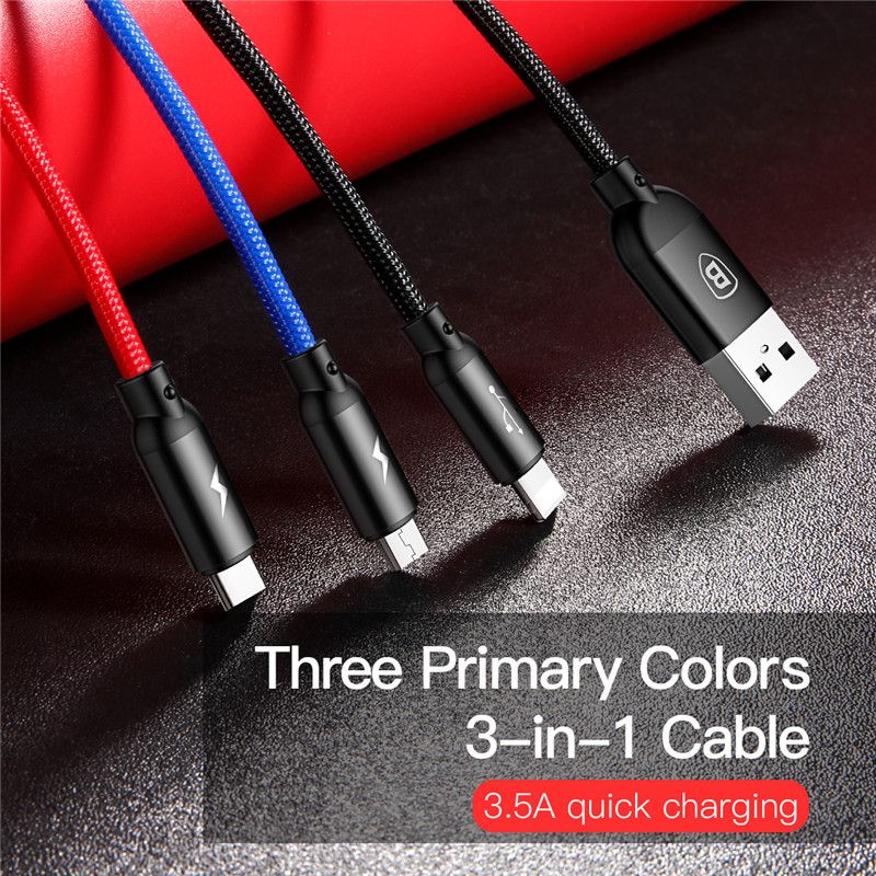 Baseus Three Primary Colors 3 In 1 Cable (7)