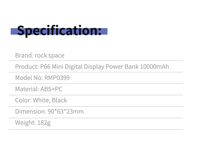 Rock Space P66 Mini Digital Display Power Bank 10000mah (5)
