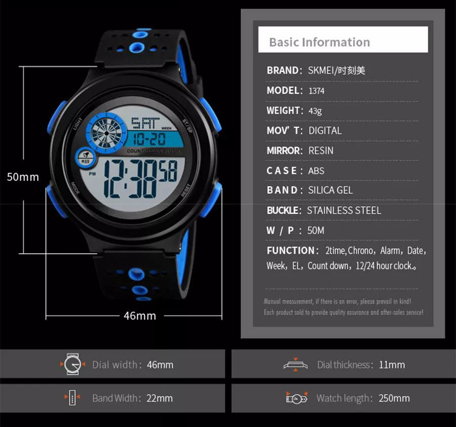 Skmei 1374 Luminous Display Waterproof Digital Watch (3)