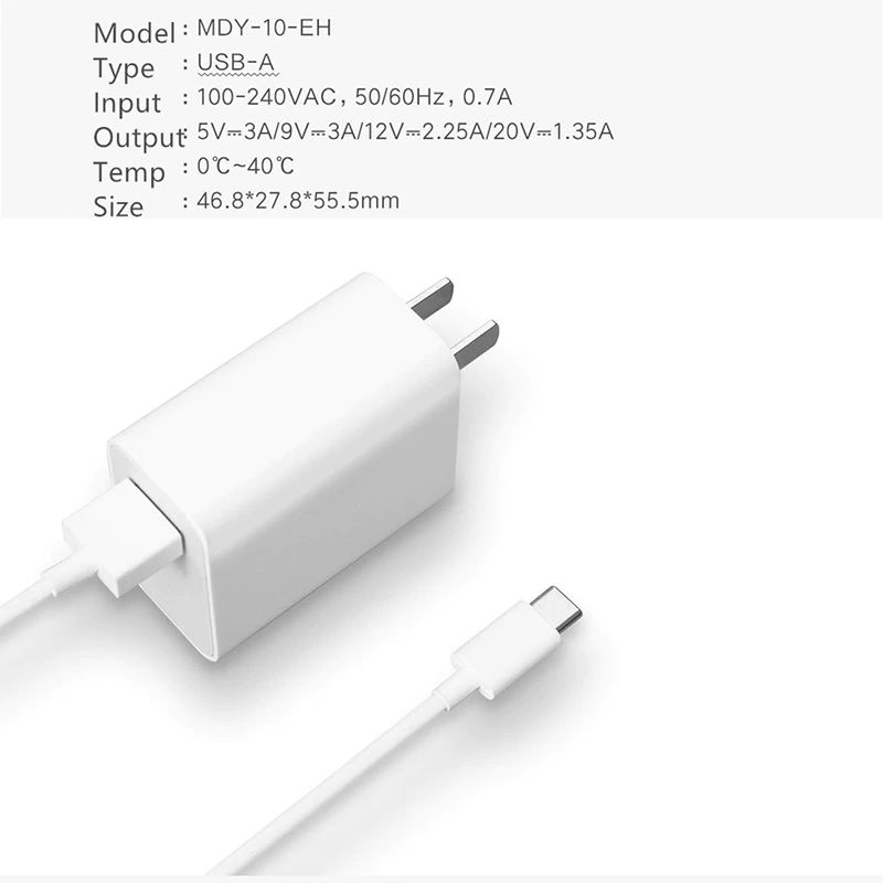 Xiaomi Wall Charger 27w Qc 4 0 Usb Adapter With Type C Cable (6)