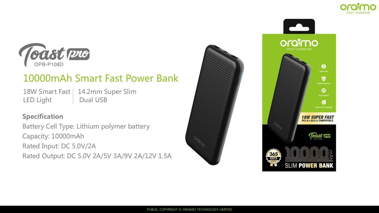 Oraimo Opb P108d Toast Pro 10000mah Smart Fast Charging Power Bank (11)