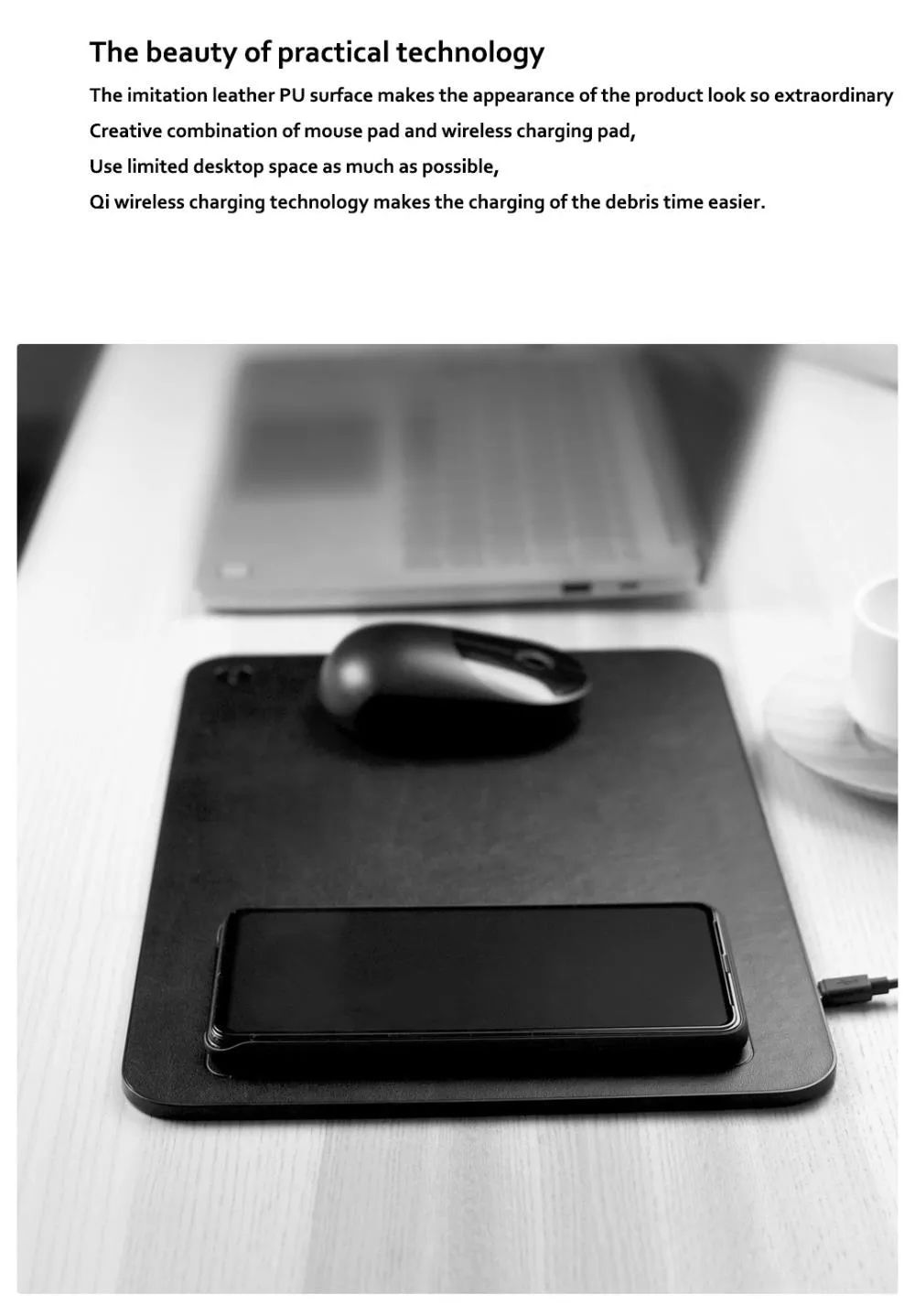 Xiaomi Miiiw Qi Wireless Charger Pu Leather Mouse Pad (6)