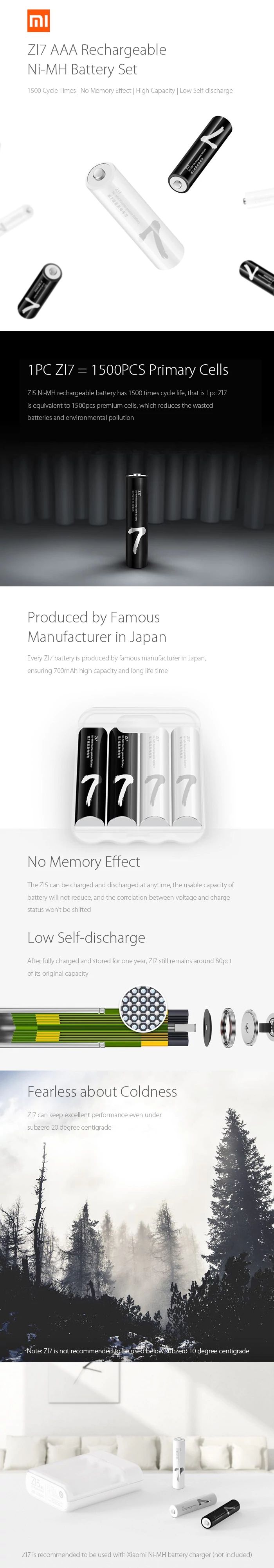 Xiaomi Zmi Zi7 Ni Mh Aaa Rechargeable Batteries 4 Pcs