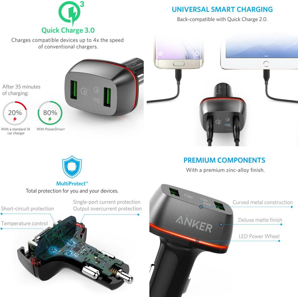 Anker Powerdrive 2 Ports 42w With Quick Charge 3 0 Car Charger (2)