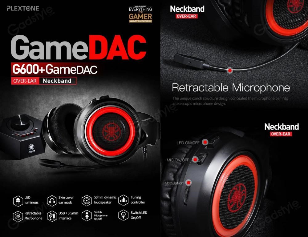 Plextone G600 Gaming Wired Dynamic Headphonegamedac (3)