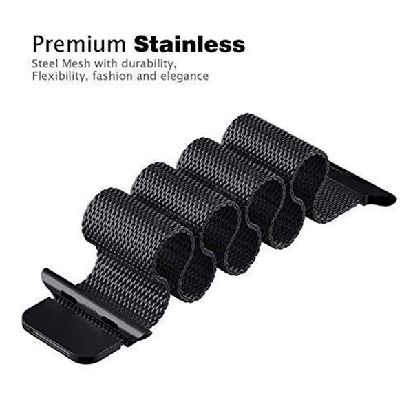 Wiwu Stainless Steel Magnetic Milanese Loop Band Strap For Apple Watch Black (3)