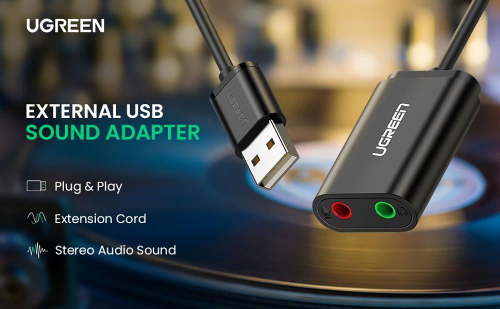 Ugreen Usb Audio Adapter External Stereo Sound Card With 3 5mm Headphone And Microphone Jack (2)