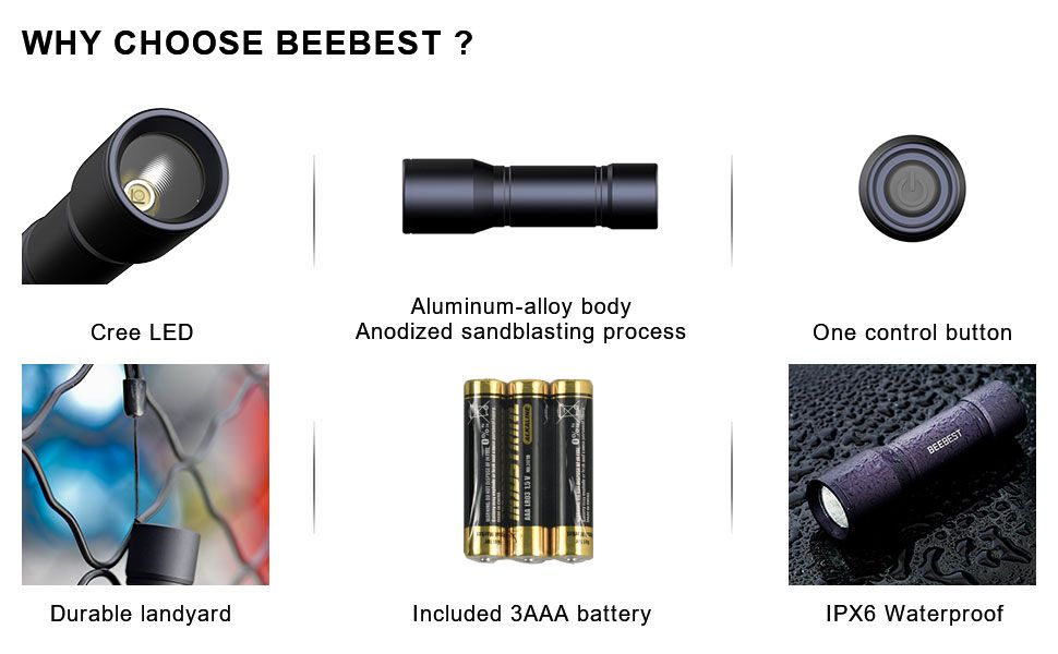 Beebest Led Tactical Flashlight S3000 Mini Pocket Flashlights (5)