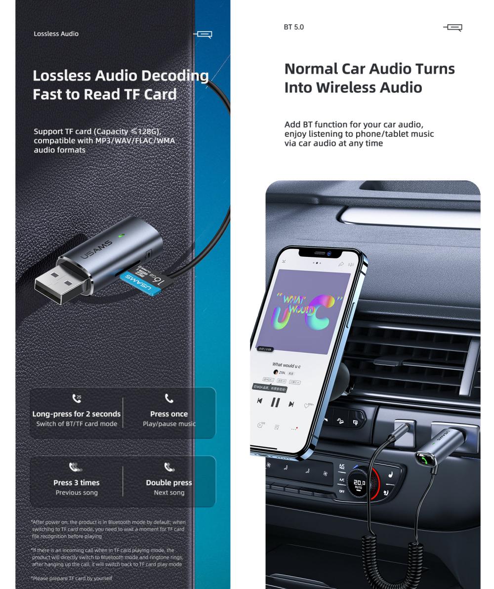 Usams Us Sj504 Aluminum Alloy Car Wireless Audio Receiver (3)