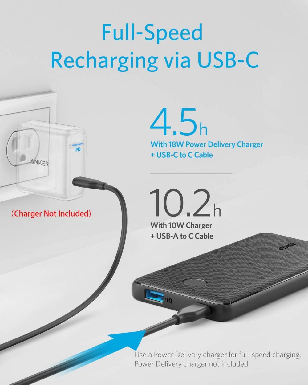 Anker Powercore Slim 10000 Pd 10000mah Portable Charger Usb C Power Delivery 18w Power Bank (5)