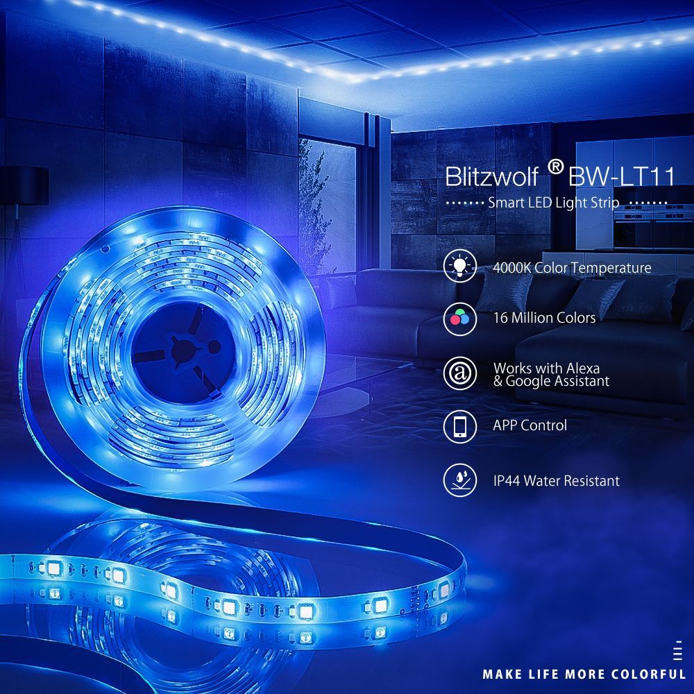 Blitzwolf Bw Lt11 Smart Led Light Strip With 4000k Color Temperature Rgb Color (2)