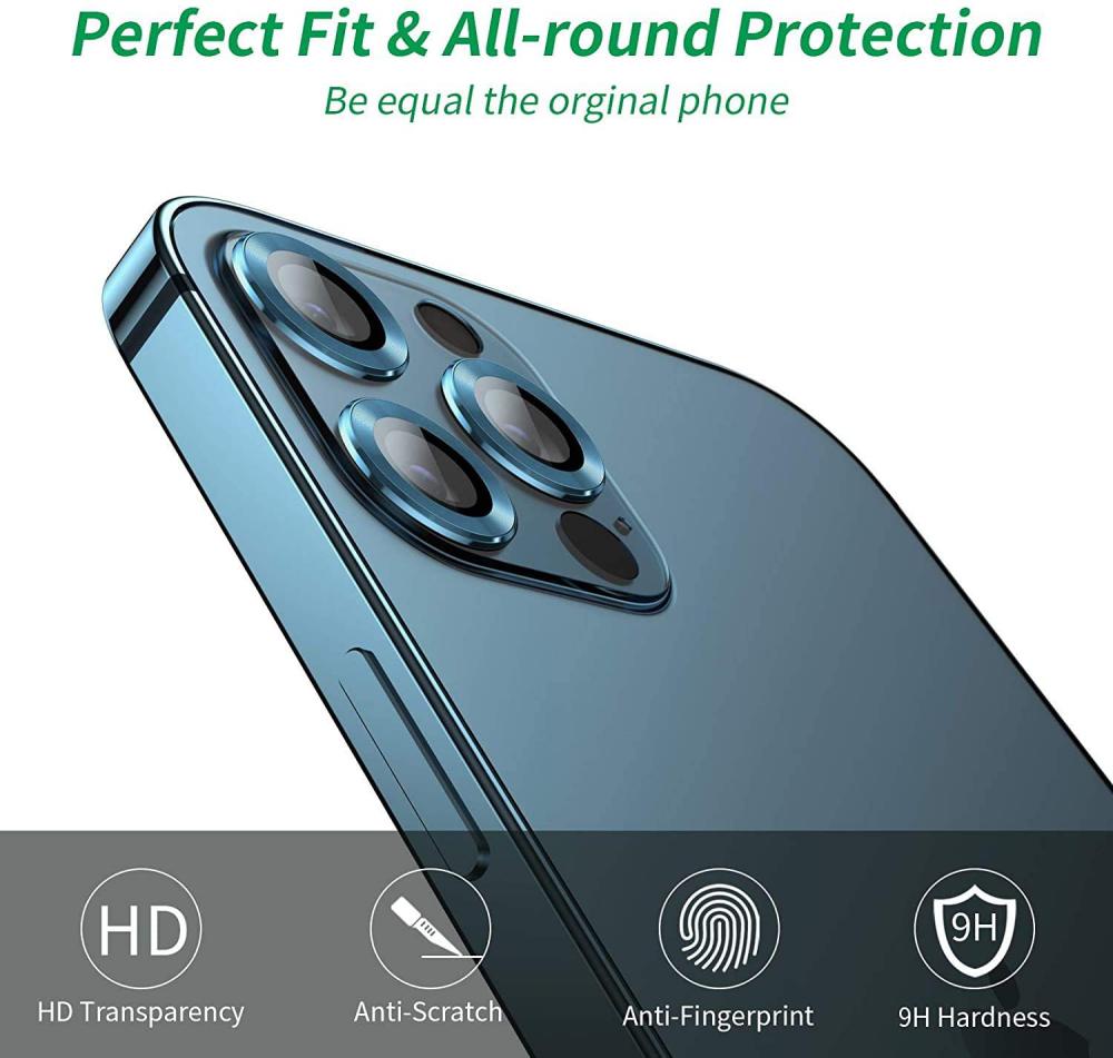 Coblue Premium Hd Metal Ring Aluminum Alloy Camera Lens Film For Iphone 12 12 Pro 12 ( (3)