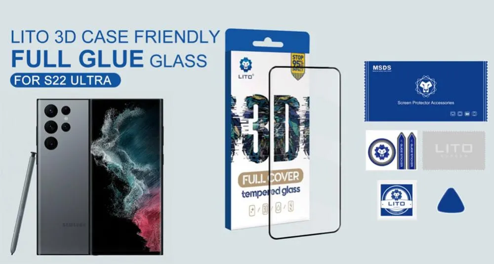 Lito 3d Full Glue Full Curved Tempered Glass For Galaxy S22 Ultra 100 Fingerprint W (