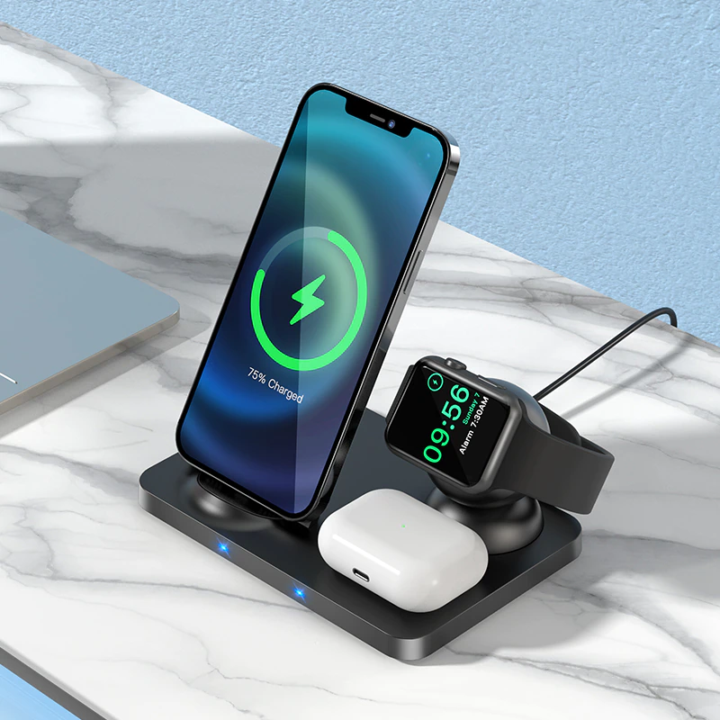 Hoco Cw33 3 In 1 Wireless Charger 15w Fast Charging Station (3)