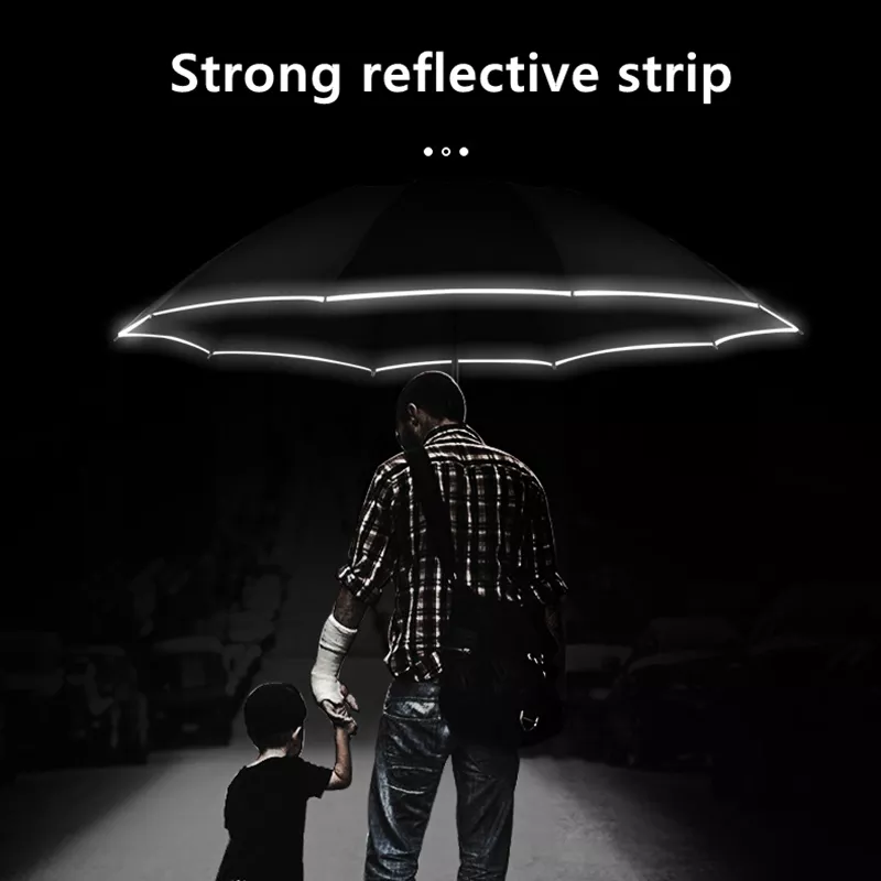 Automatic Umbrella With Led Flashlight Reflective Stripe (5)