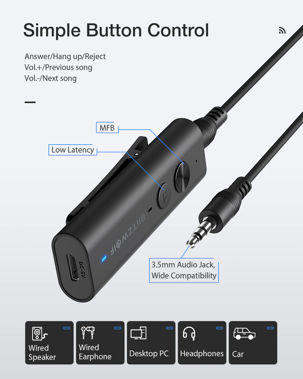 Blitzwolf Bw Br0 Pro Bluetooth 5 1 Wireless Audio Receiver Microphone (3)