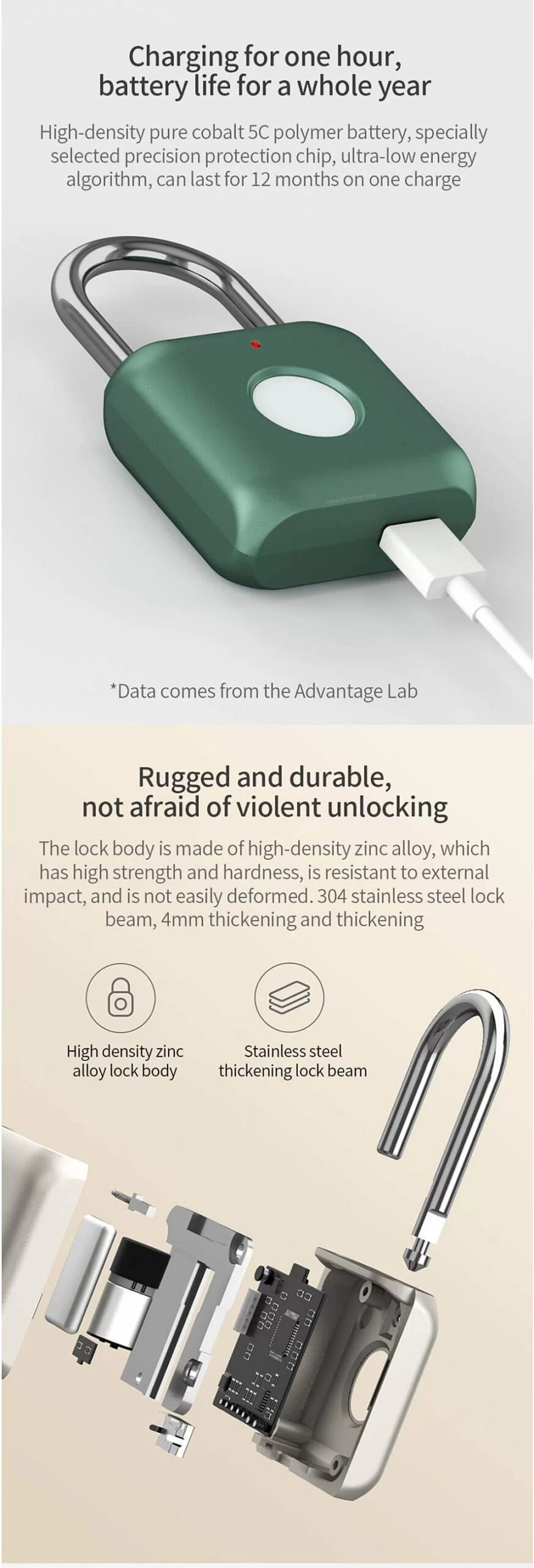 Xiaomi Youpin Smart Rechargeable Fingerprint Padlock Keyless Lock (5)