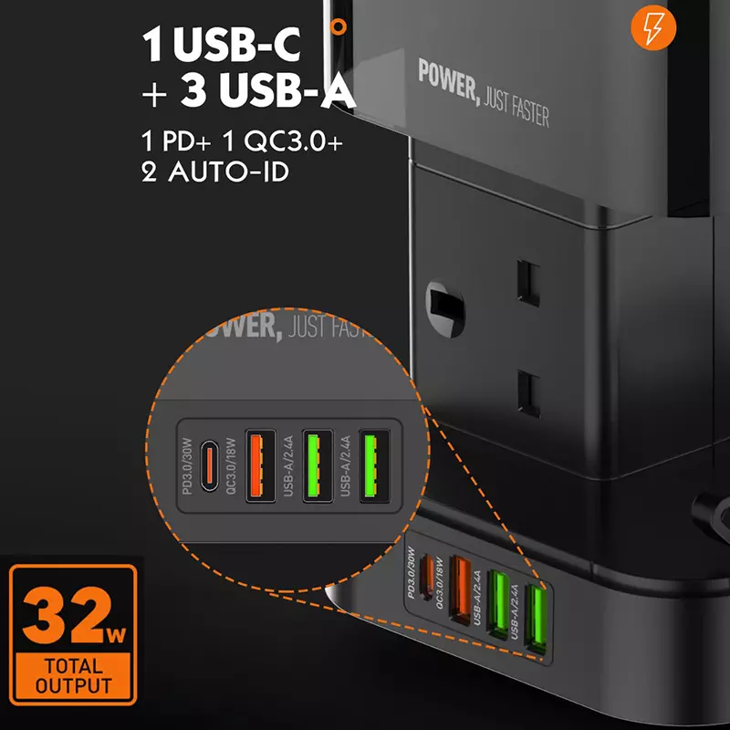 Ldnio Skw6457 6 Outlet Usb Tower Extension Power Socket With 15w Wireless Charger (2)