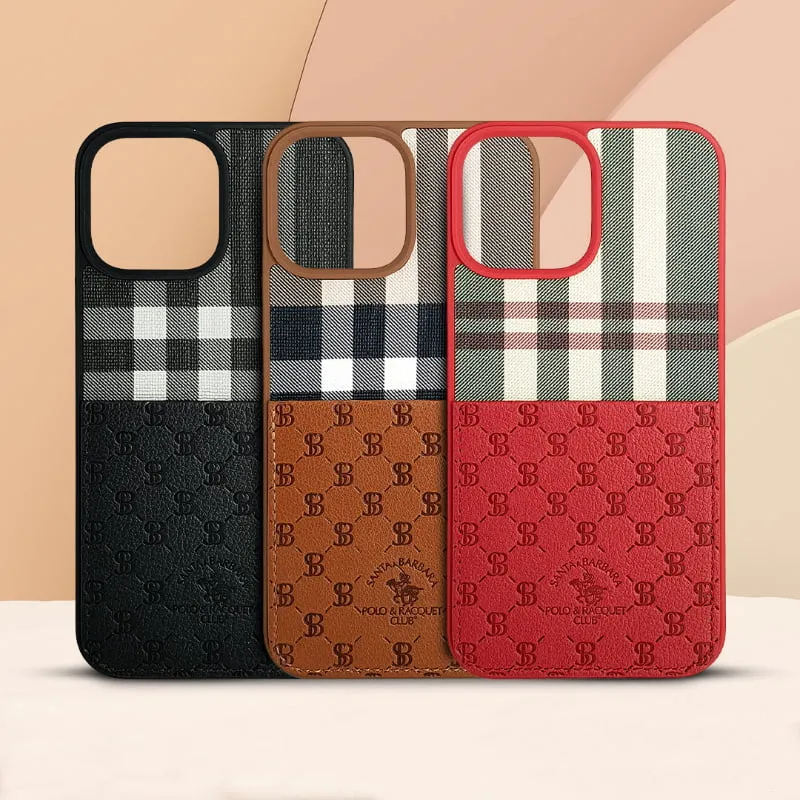 Santa Barbara Classic Plaid Series Leather Case For Iphone 13 Pro Max (1)