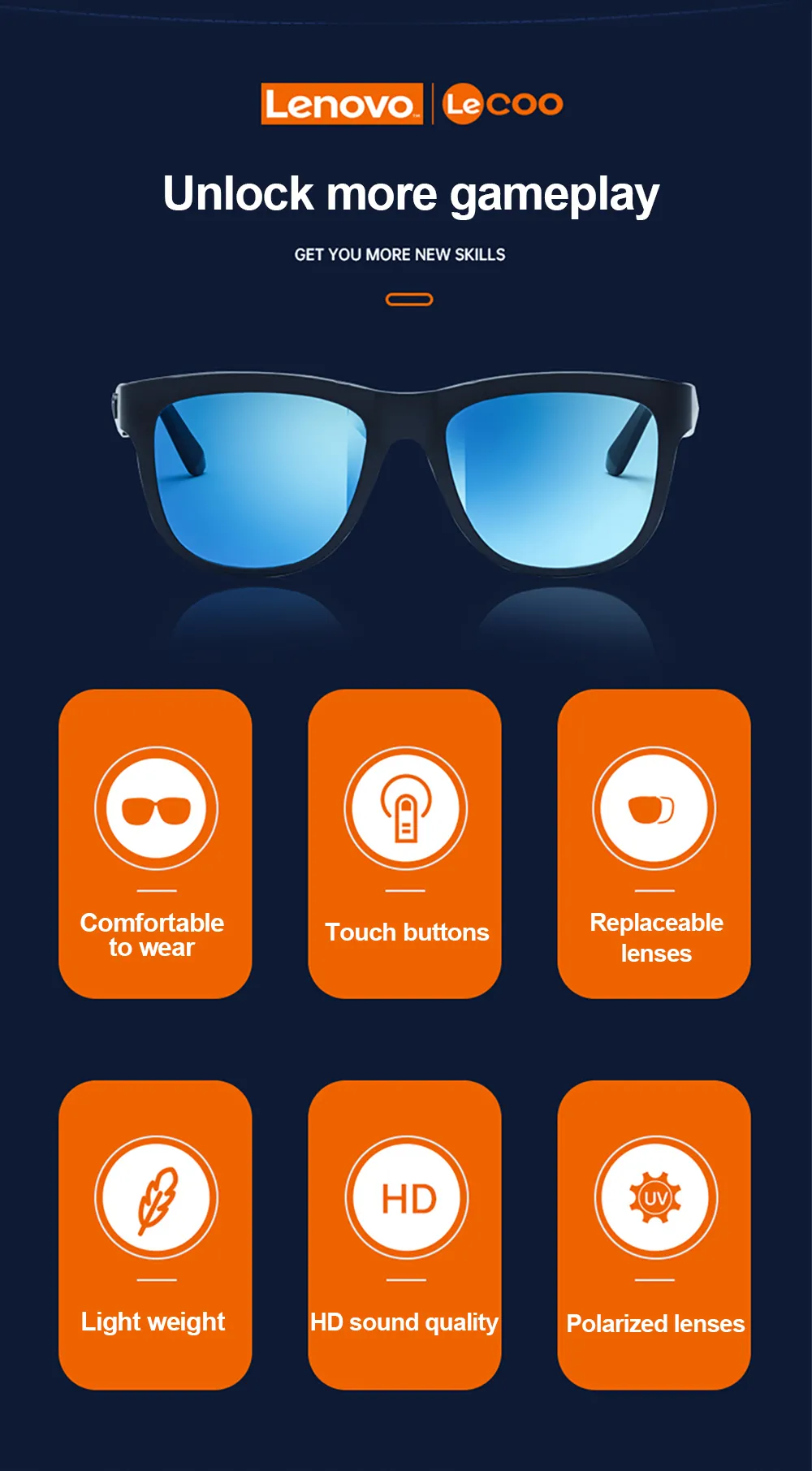 Lenovo Lecoo C8 Smart Sunglasses Bluetooth Music Call Support (3)