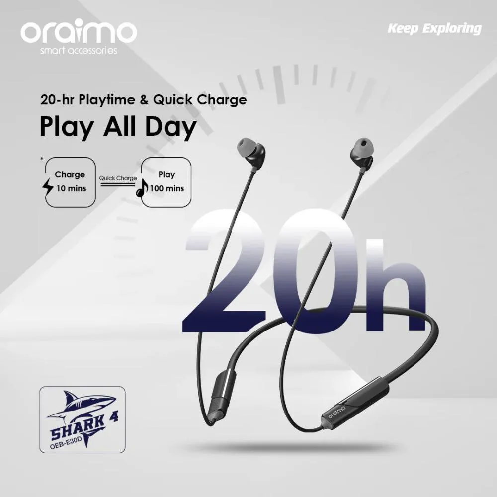 Oraimo Shark 4 Dual Eq Ipx5 Waterproof Neckband Wireless Earphone (5)