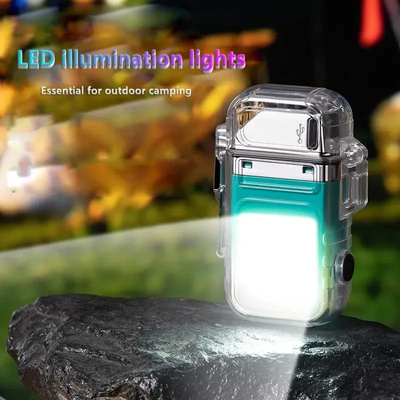 Rechargeable Lighter Transparent Waterproof Arc Electric Usb Camping Flash Light (7)