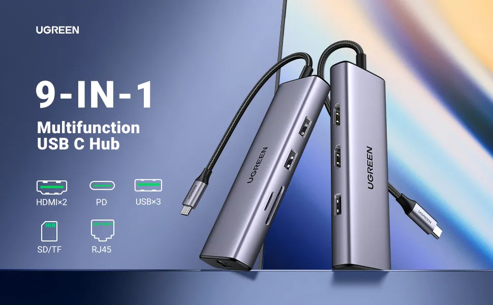 Ugreen Hub 9 In1 Usb Type C Multifunctional 2x Usb 3 2 G ( (4)