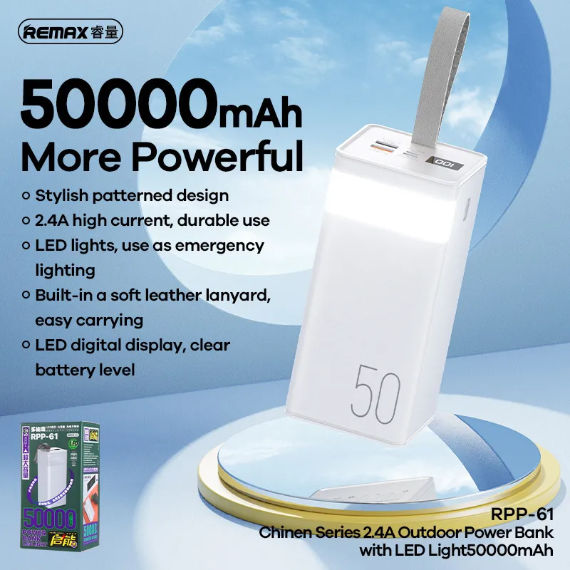 Remax Rpp 61 50000mah Power Bank Chinen Series 2 4a Outdoor Power Bank With Led Light (3)