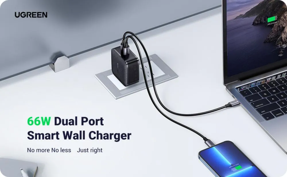 Ugreen 66w Usb C Charger 2 Ports Foldable Wall Charger (6)