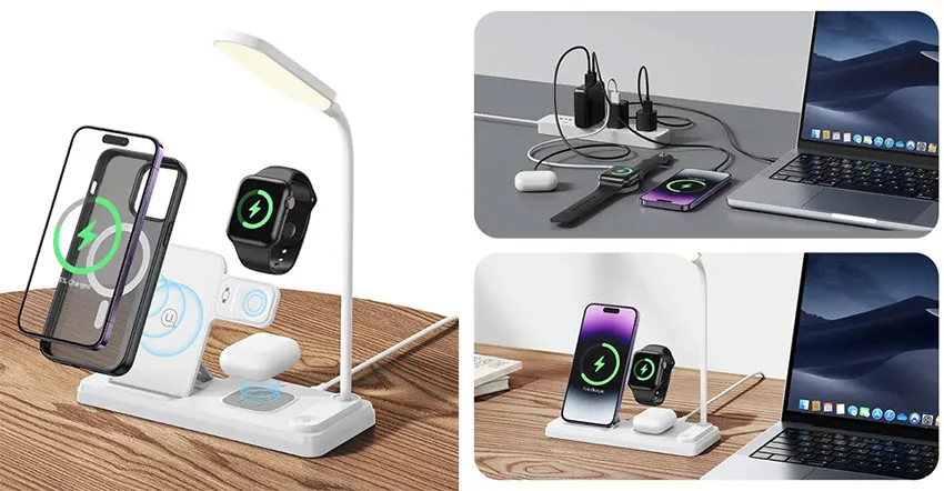 Usams Us Cd195 15w 4 In 1 Wireless Charging Holder With Table Lamp (3)