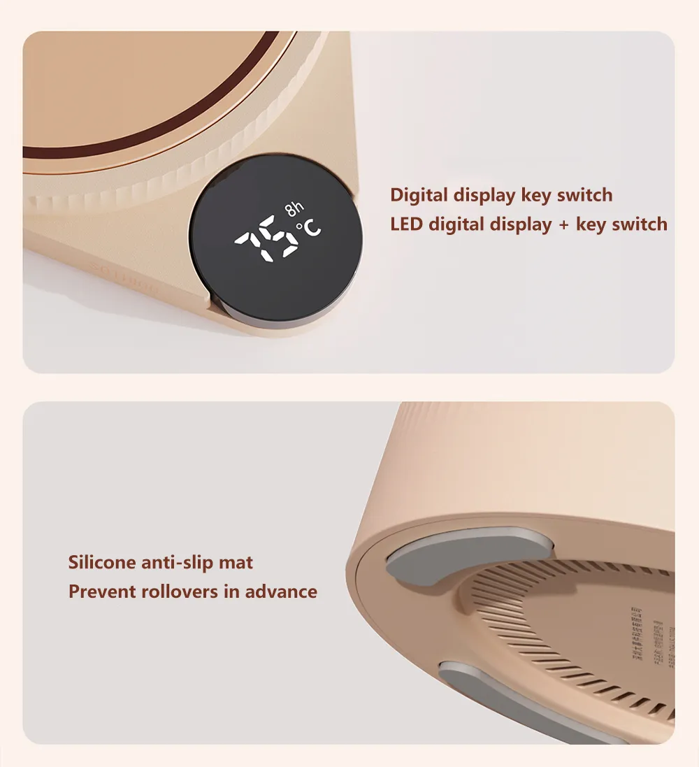 Xiaomi Sothing Heating Coaster Adjustable Temperature Digital Display Electric Hot Plate 3 Gear Heating Pad0