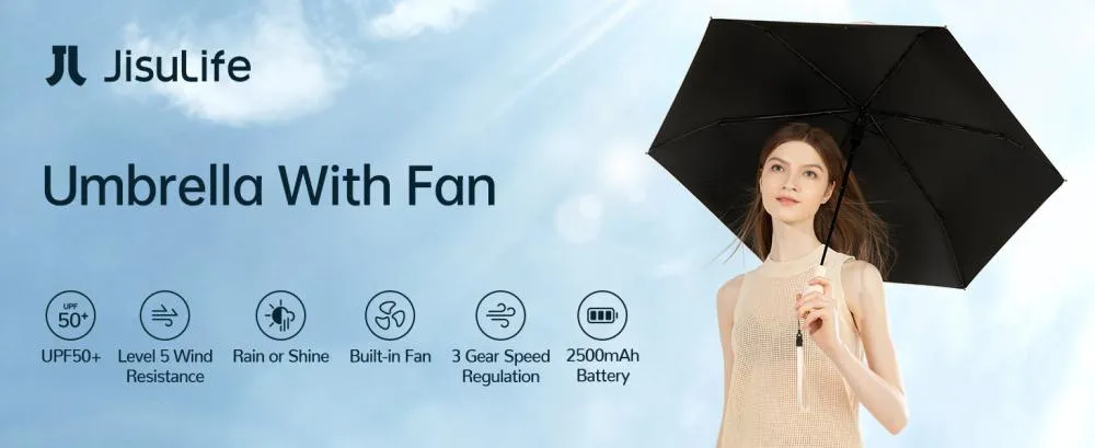 Jisulife Fa52 Umbrella With Cooling Fan (2)