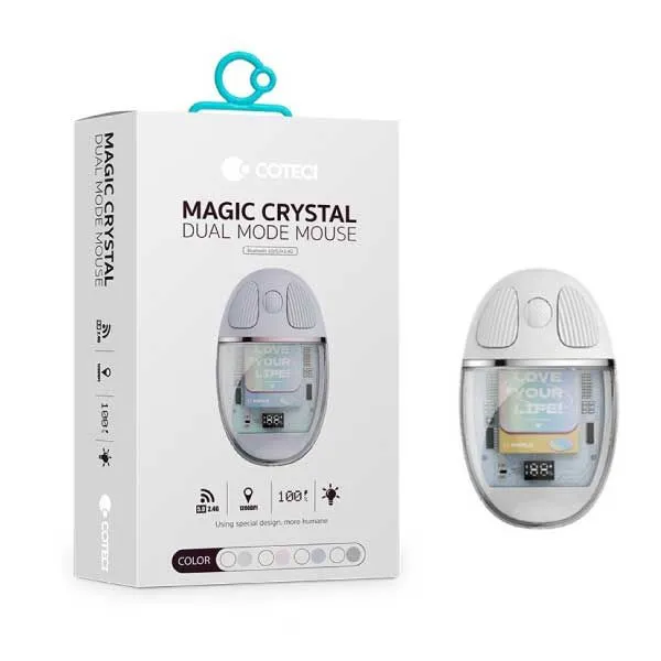 Coteci Magic Crystal Mouse Transparent Texture Dual Mode Mouse