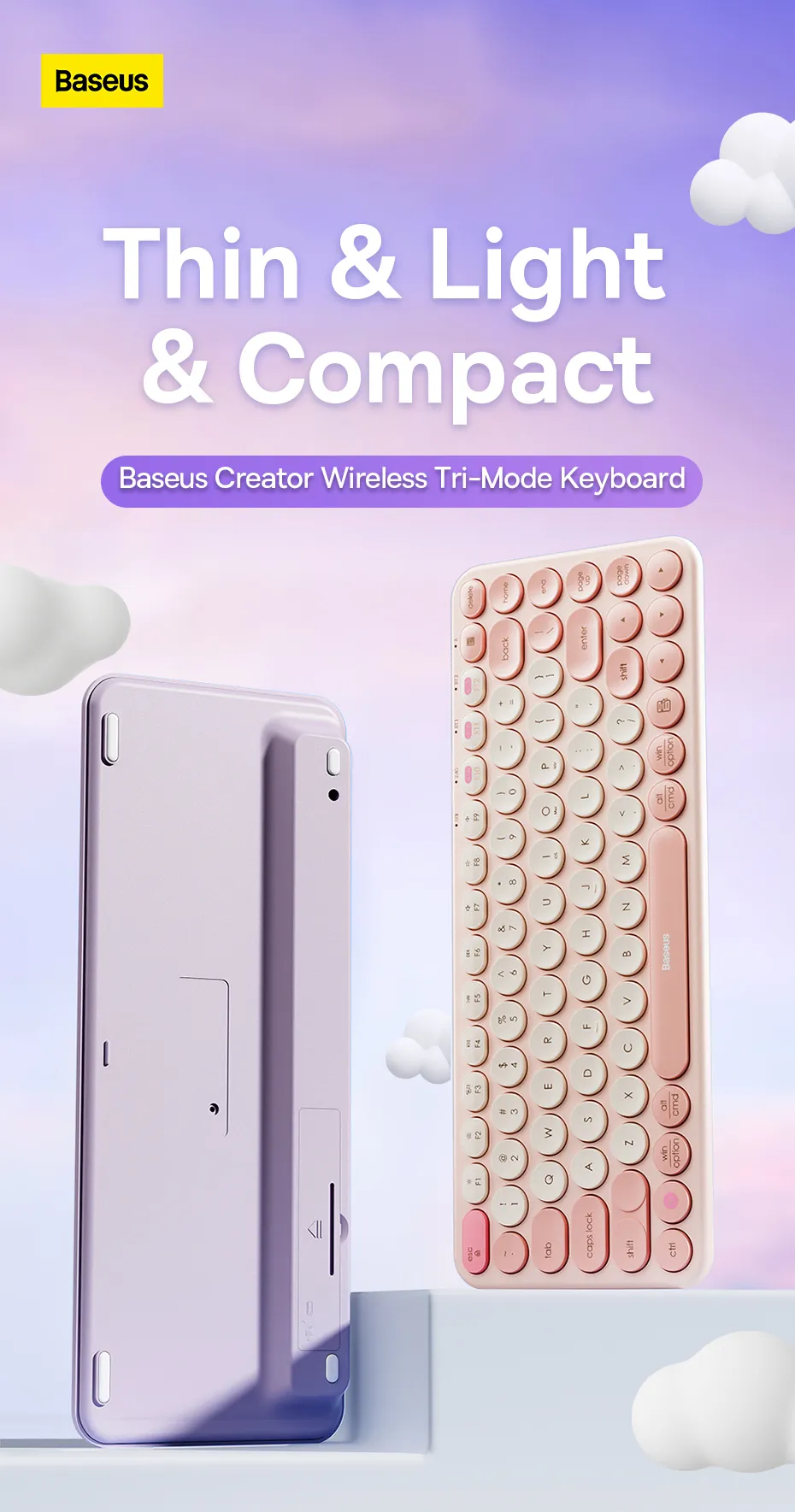 Baseus K01a Wireless Tri Mode Keyboard Ergonomic Design Multi Connection With High Portability (3)