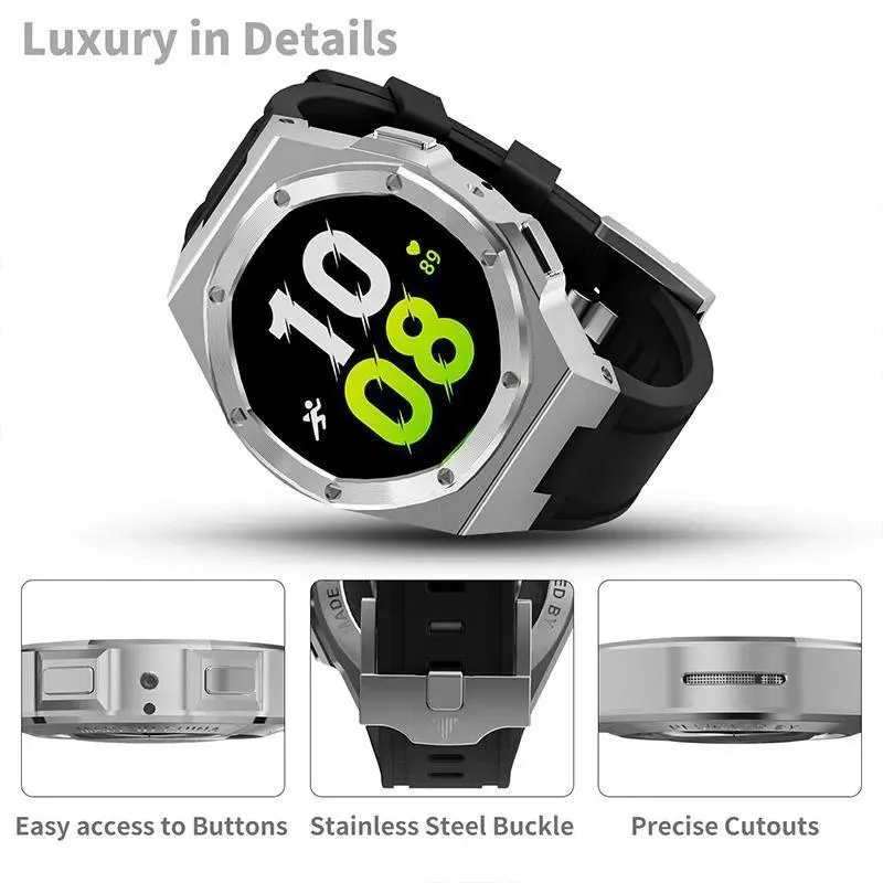 Hualimei Zinc Alloy Case With Liquid Silicone Band 44mm For Samsung Watch 4 5 5 Pro 6 (2)