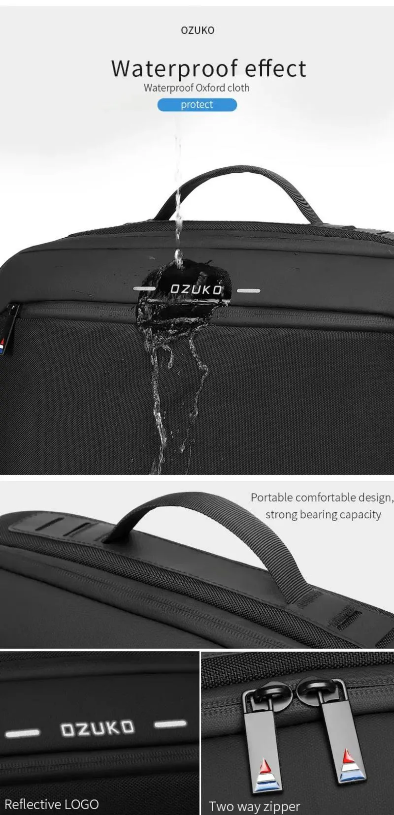 Ozuko 9423 Fashion Sling Bag Men Leather Cellphone Crossbody Bag Luxury Business Backpack (4)