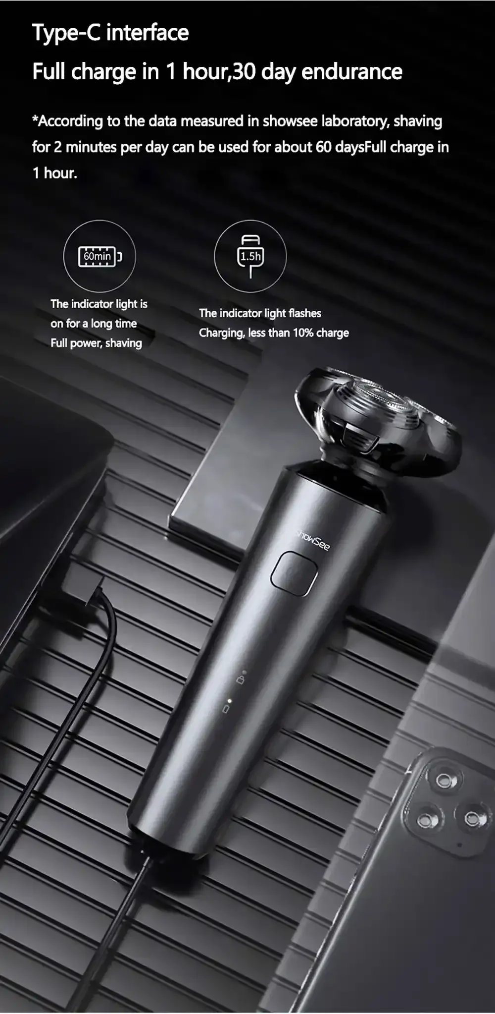 Xiaomi Showsee F303 Electric Shaver 500w Strong Power (5)