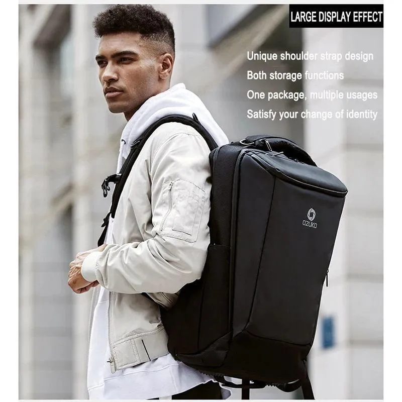 Ozuko Men 9060s Laptop Backpack Multifunction Travel Waterproof Backpacks (3)