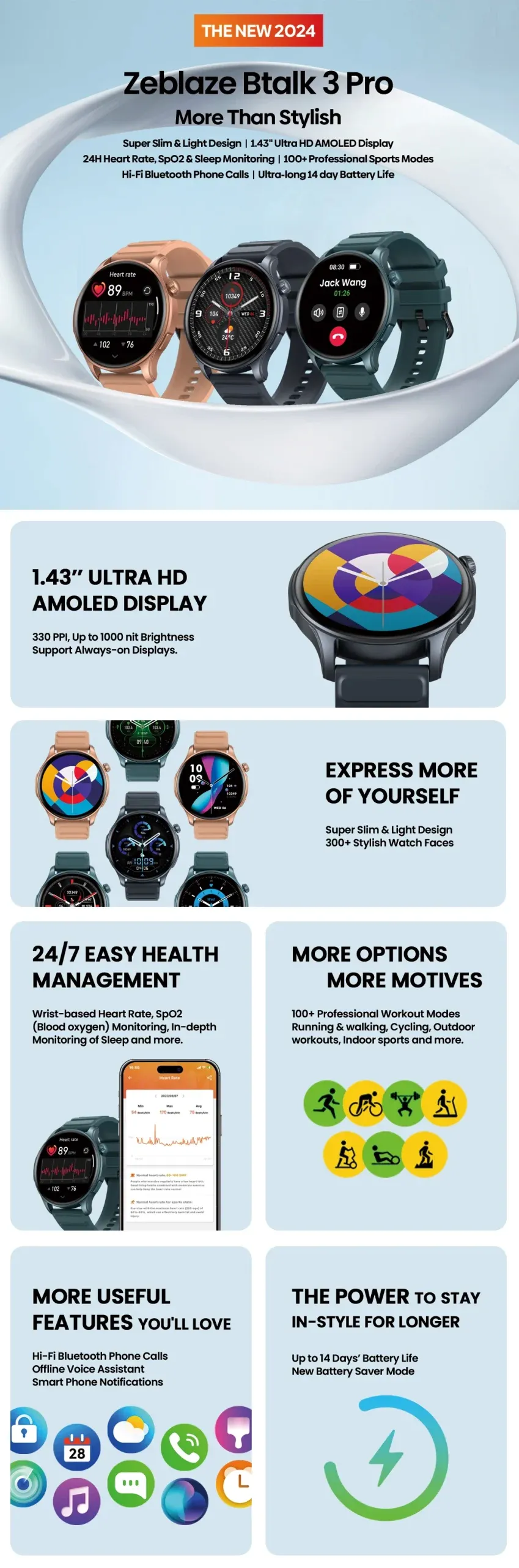 Zeblaze Btalk 3 Pro Smart Watch Amoled Display (2)