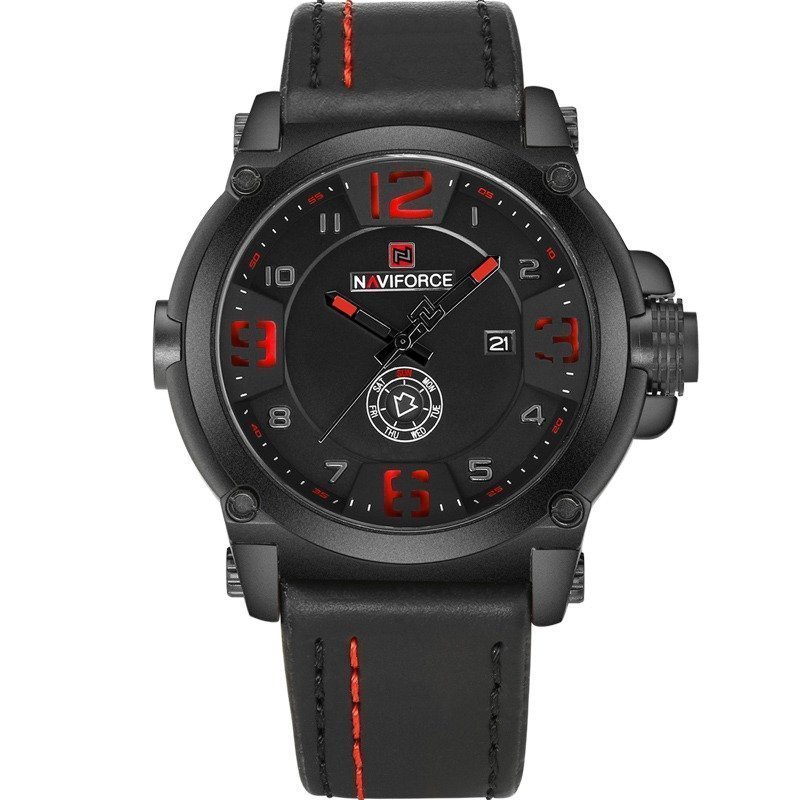 Naviforce Mens Watches Top Brand Luxury Sport Quartz Watch Leather Strap Clock Men Waterproof