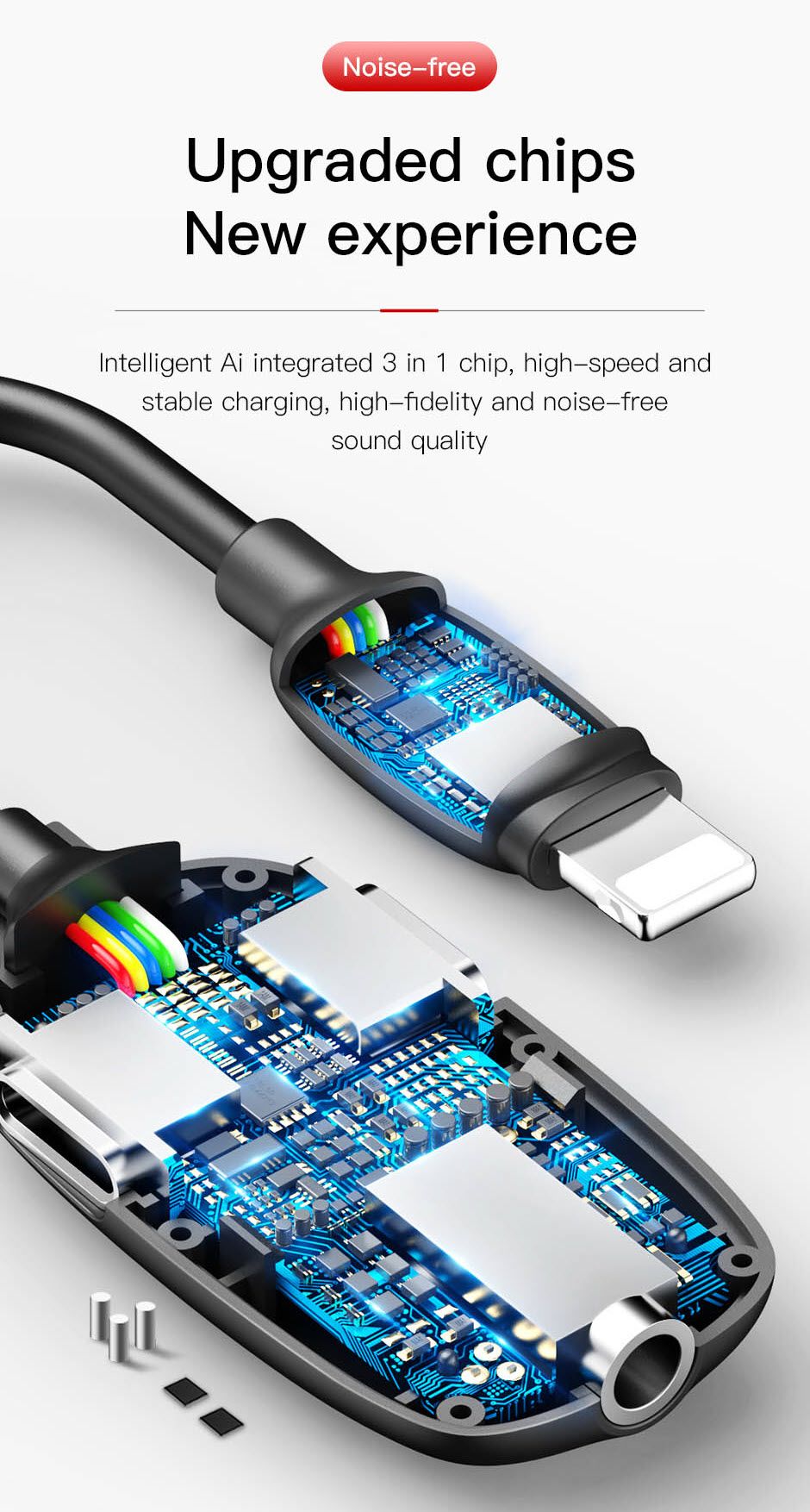 Baseus Audio Converter L51 Lightning To 2x Lightning And Headphones Jack (4)