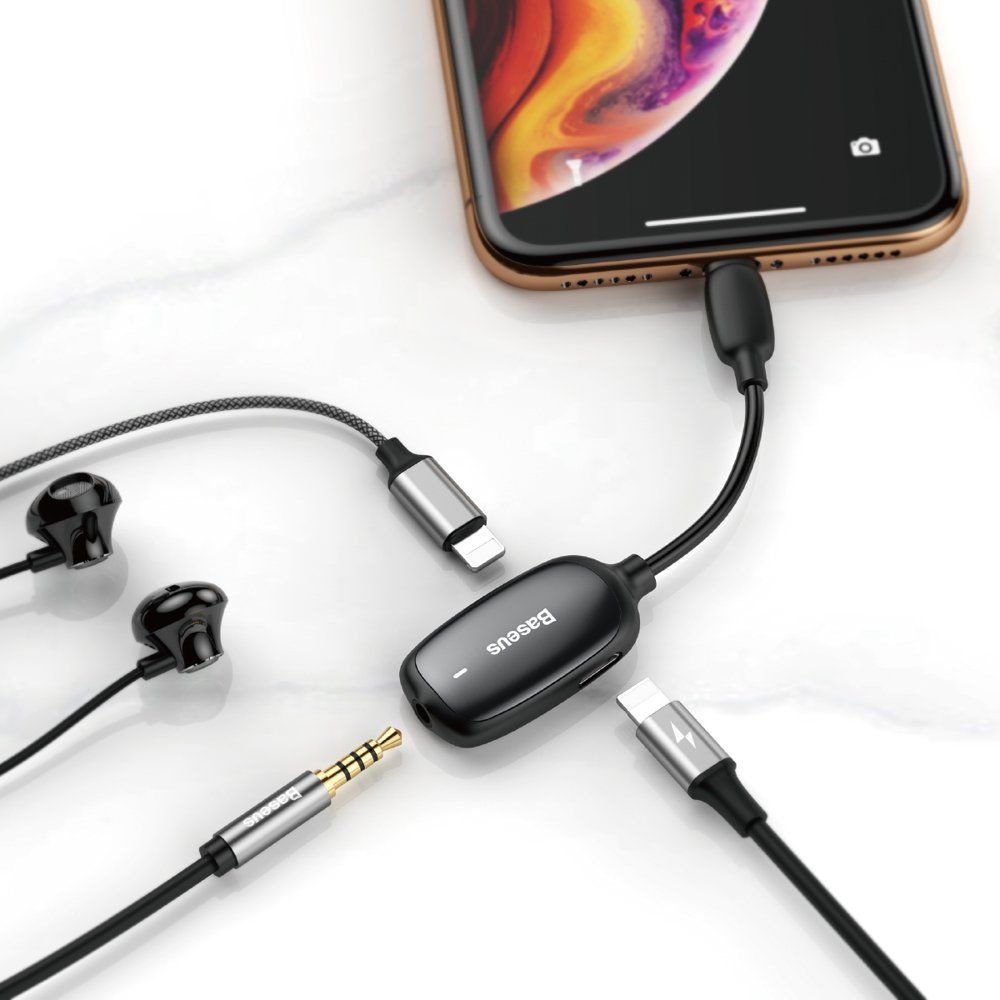 Baseus Audio Converter L51 Lightning To 2x Lightning And Headphones Jack (9)