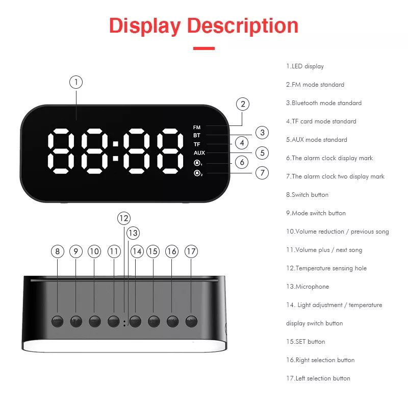 Havit M3 Wireless Bluetooth Speaker With Alarm Clock Radio (9)