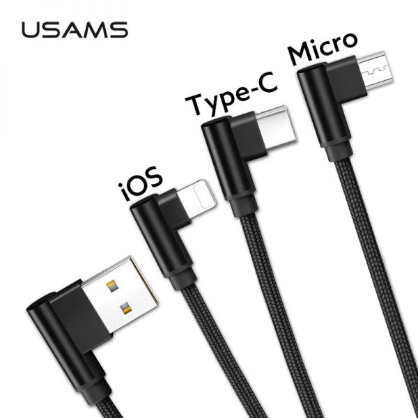 Usams 3 In 1 Type C Micro Usb Lighting 90 Degree Cable (5)