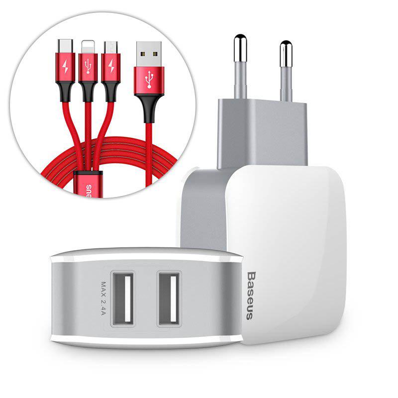 Baseus Letour Dual U Charger Set With 3 In 1 Cable (10)