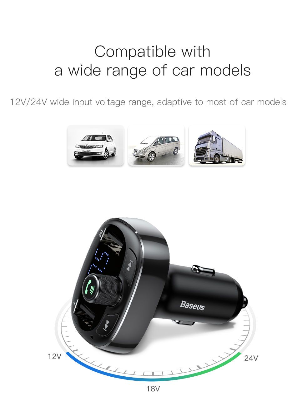 Baseus S 09 T Typed Dual Usb Bluetooth Mp3 Car Charger (10)