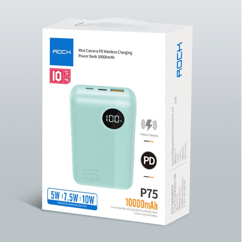 Rock P75 Mini Pd Camera Wireless Charging Power Bank 10000mah (2)