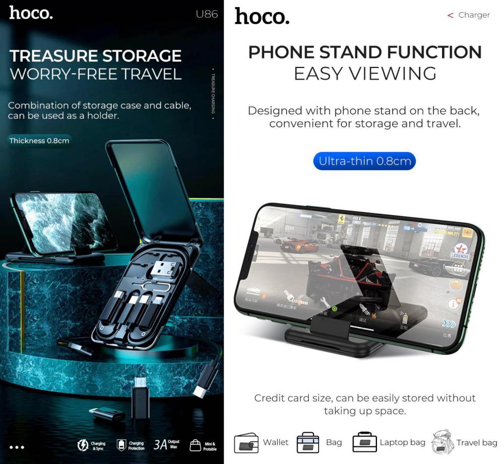 Hoco U86 Multifunctional 3 In 1 Treasure Charging Data Cable Storage Bag Case (6)