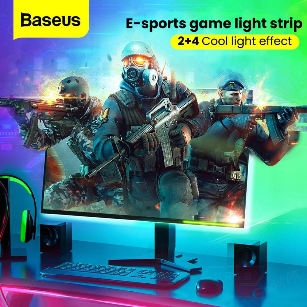 Baseus Rgb Color Gaming Led Light Strip Usb Powered Changeable Light For Tv Pc (5)