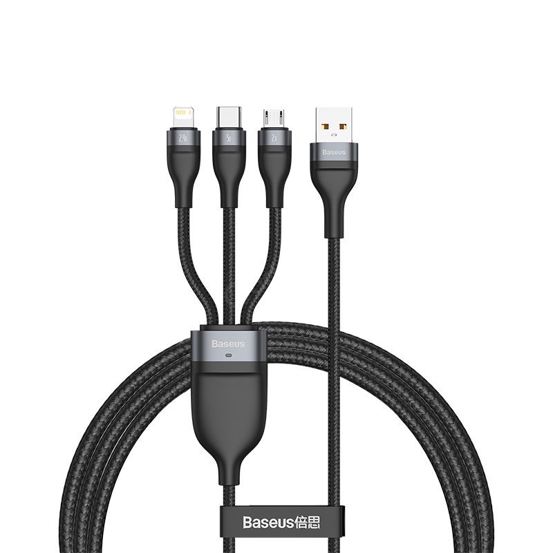 Baseus Flash Series 3 In 1 Fast Charging Data Cable Iphone Micro Usb C (3)
